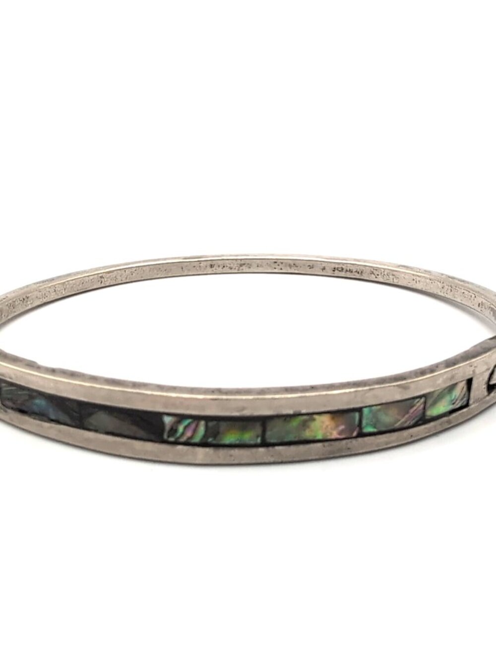 Vintage Alpaca Mexico Abalone and Silver Tone Bracelet Hook Closure VGC
